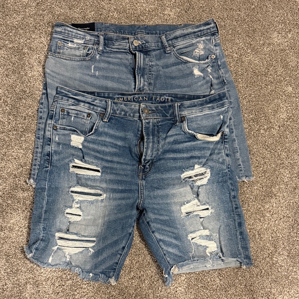 Abercrombie and Fitch and American Eagle Distressed Denim Shorts Bundle